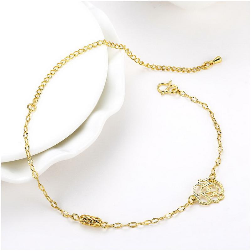 A054-A Women 18K yellow gold anklet jewelry 镀黄金色女脚链潮