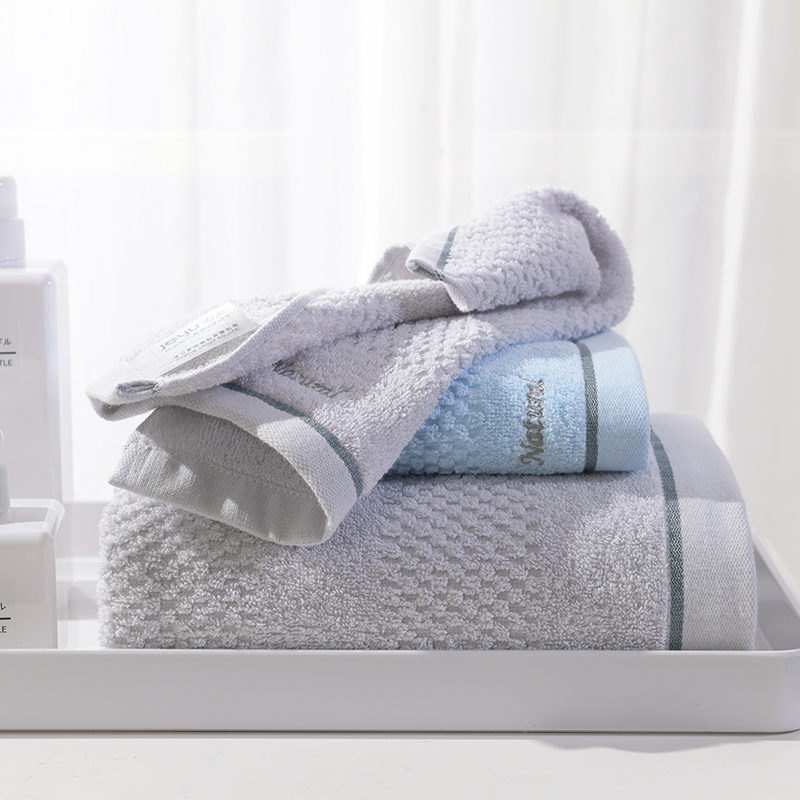 洁玉(Jeyu) 质素三套装礼盒 TG19-01C方巾+毛巾+浴巾(粉色)高清大图