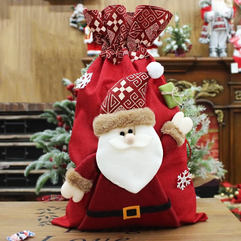 圣诞节苹果袋平安夜圣诞老人礼物袋 10个起售/小老人苹果袋、小雪人苹果袋、小麋鹿苹果袋高清大图