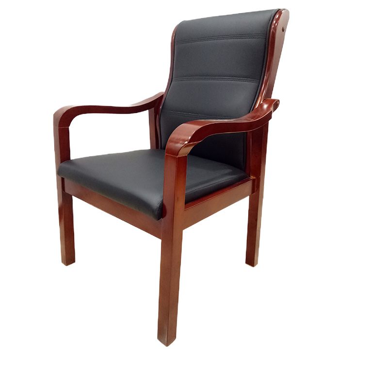 易企采 办公家具实木耳朵椅油漆木质员工椅实木会议椅办公椅棋牌椅