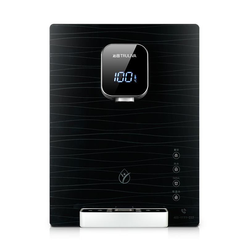 沁园玻璃面板秒速加热管线机饮水机 可接无罐带罐厨下机 黑色