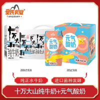 皇氏乳业十万大山纯牛奶200ml*45盒搭配元气酸奶原味205g*36盒整箱儿童学生早餐奶组合
