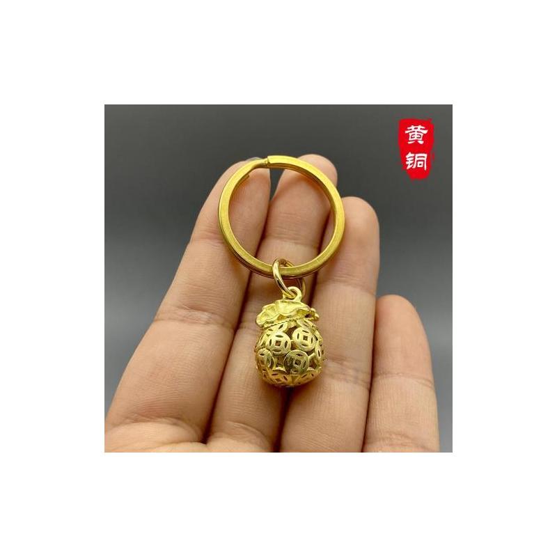 金钱袋|黄铜葫芦钥匙扣挂件纯铜钱袋汽车钥匙链招财挂饰纳福生肖礼物