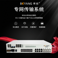 博扬 综合业务电话光端机4E1+20路电话+4路千兆物理隔离网 10G光口LC单纤60km机架式1对
