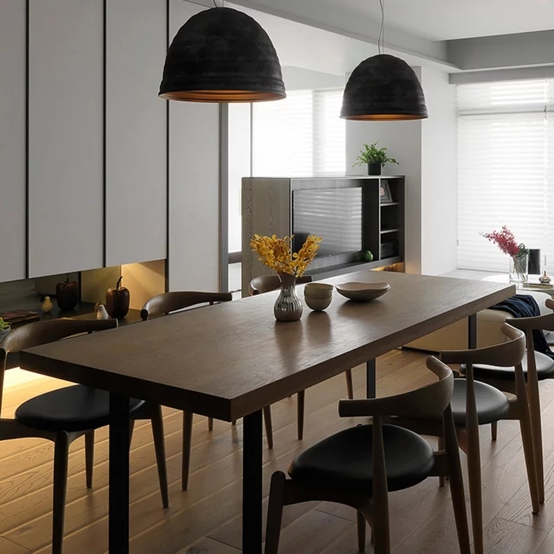 寻木匠北欧餐桌椅组合简约现代小户型家用客厅咖啡桌长条形铁艺实木