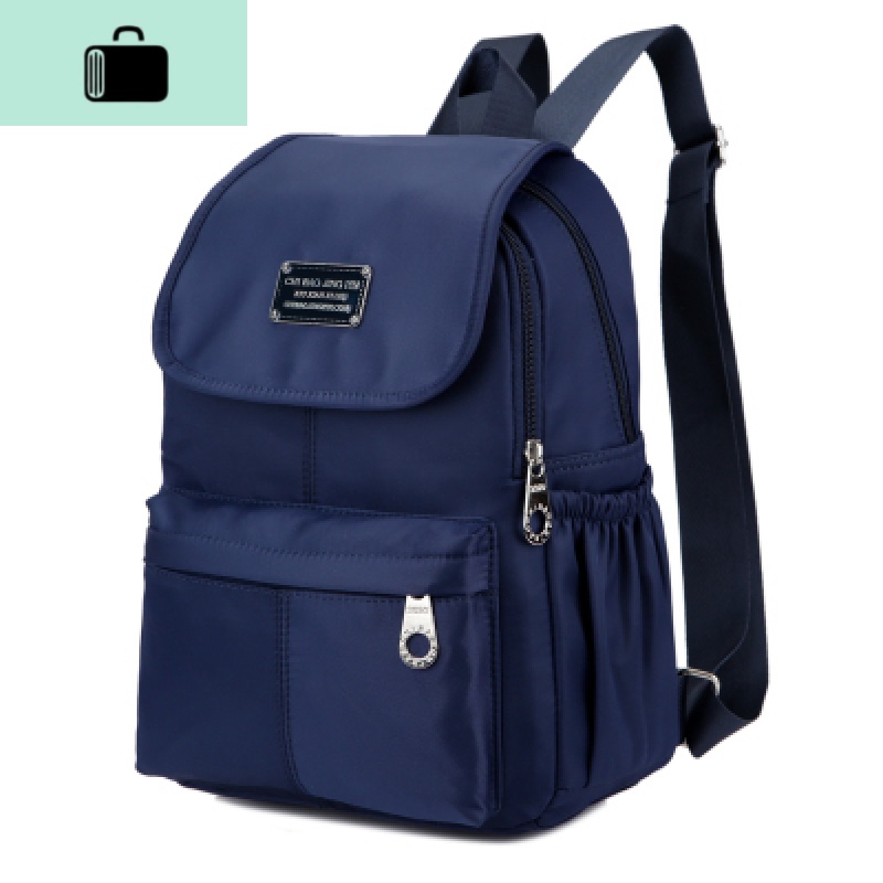 牛津布双肩包女式2019春夏新款时尚防水尼龙书包休闲帆布小背包NEWLAKE 深蓝色