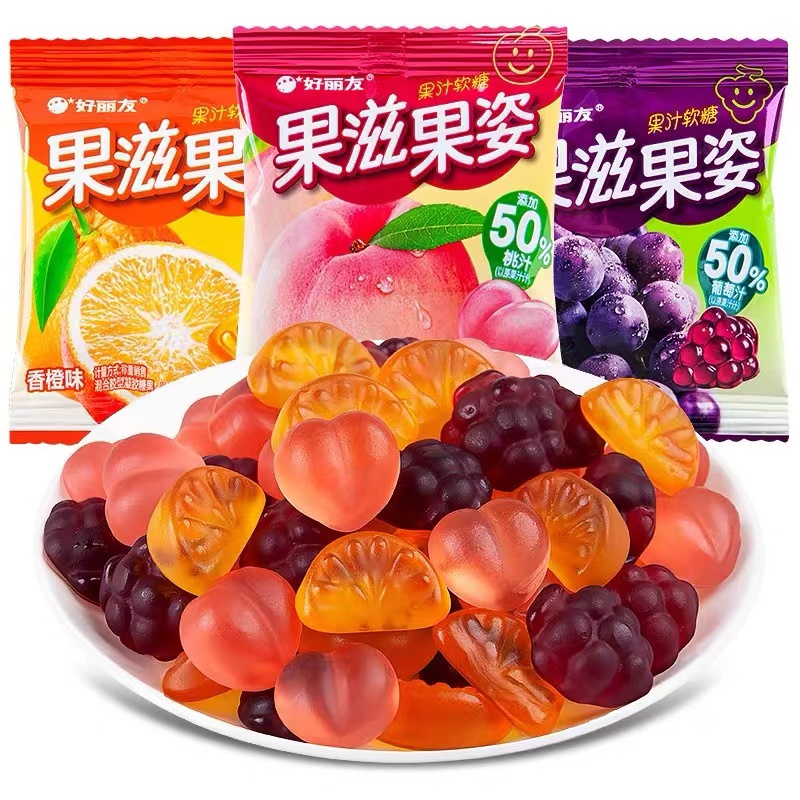 好丽友 果滋果姿 青苹果味 60g*5 水果果汁橡皮糖小吃零食