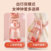 希乐大容量大肚杯塑料杯女高颜值儿童学生水壶吸管杯子夏季水杯tritan材质磨砂款1.1L DS-540