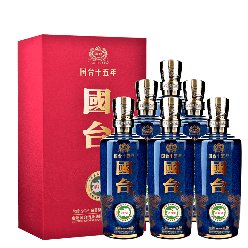 官方自营]国台十五年53度酱香型白酒500ml*6瓶整箱装纯粮食酒贵州茅台镇