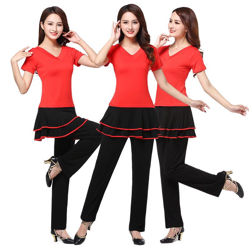 杨丽萍广场舞服装新款套装跳舞衣莫代尔运动舞蹈服分体三件套女