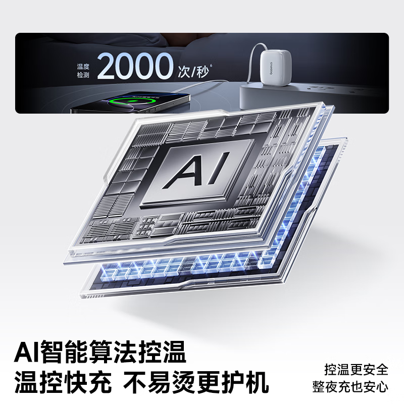倍思BASEUS氮化镓充电器65W小巧便携PD快充多设备兼容夜光设计高清大图