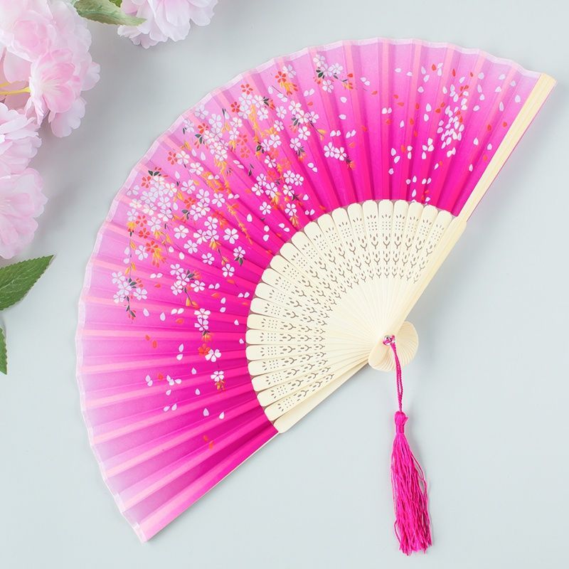 折叠扇子女便携日用收缩夏季公主可爱折扇古风中国风流苏汉服扇 23夜
