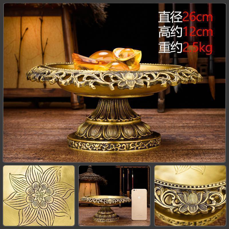 家柏饰(CORATED)铜供盘水果盘摆件 莲花供奉盘供佛祭祀佛堂居室佛具用品高清大图