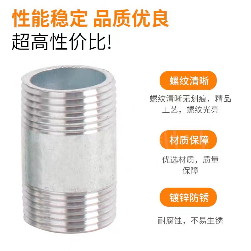 中锦科技 镀锌双外丝接头 DN80[3寸]长250mm 根高清大图