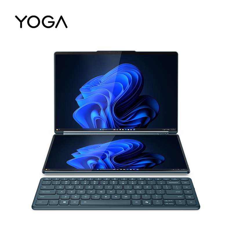 联想(Lenovo)YOGABook9i AI元启 14英寸双屏翻转触控屏笔记本电脑 2代酷睿Ultra9-285H 32G 1T 2.8K OLED 键盘 笔 支架)雾海蓝高清大图