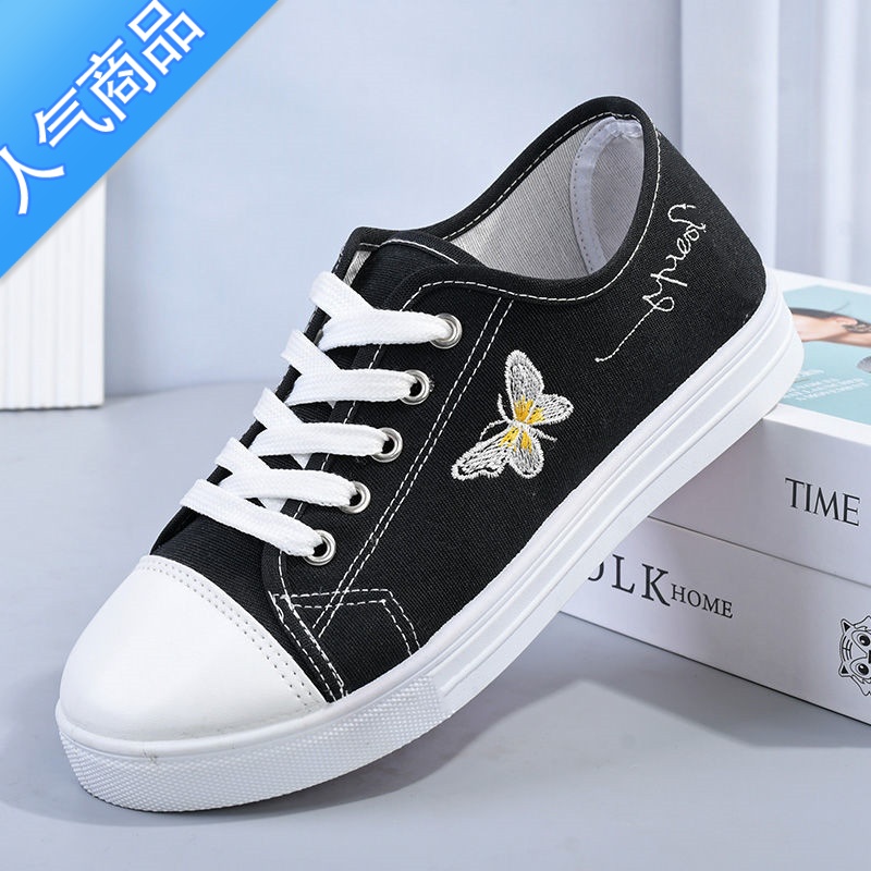 SUNTEK2022女鞋春夏季韩版青春潮流百搭帆布鞋运动学生休闲鞋小雏春学休 蝴蝶帆布鞋 40