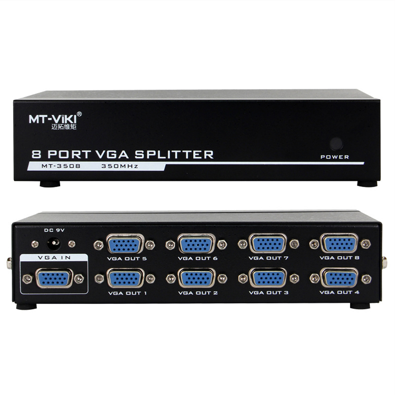 迈拓维矩 MT-3508 vga分配器一分八分频器一进八出高频350赫兹vga分屏器1分8高清大图