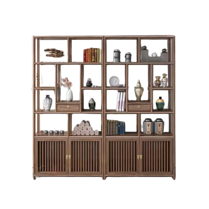 锦北 博古架多宝阁茶叶架子新中式客厅办公室隔断置物架在水一方博古架高清大图