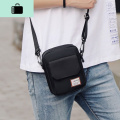 单肩斜挎包男青年蹦迪包简约休闲牛津布手机迷你小包帆布斜背包夏NEWLAKE 直包盖-迷你-黑色