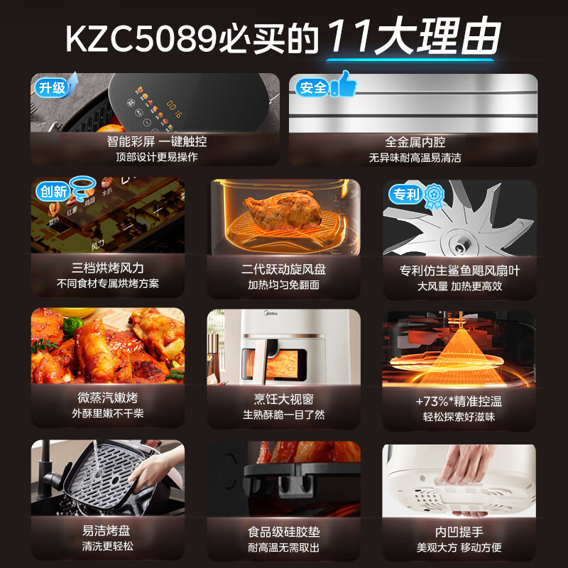 美的MF-KZC5089空气炸锅5L D高清大图