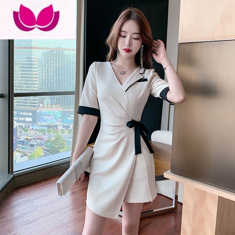 七斓高端气质美容院工作服女新款裤裙低胸技师工作服足疗气质套装图片