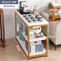 家用小茶台桌子沙发边几侧边柜茶水柜现代简约简易移动小茶几茶桌 店内热销款金架60*30cm白纹理 均码