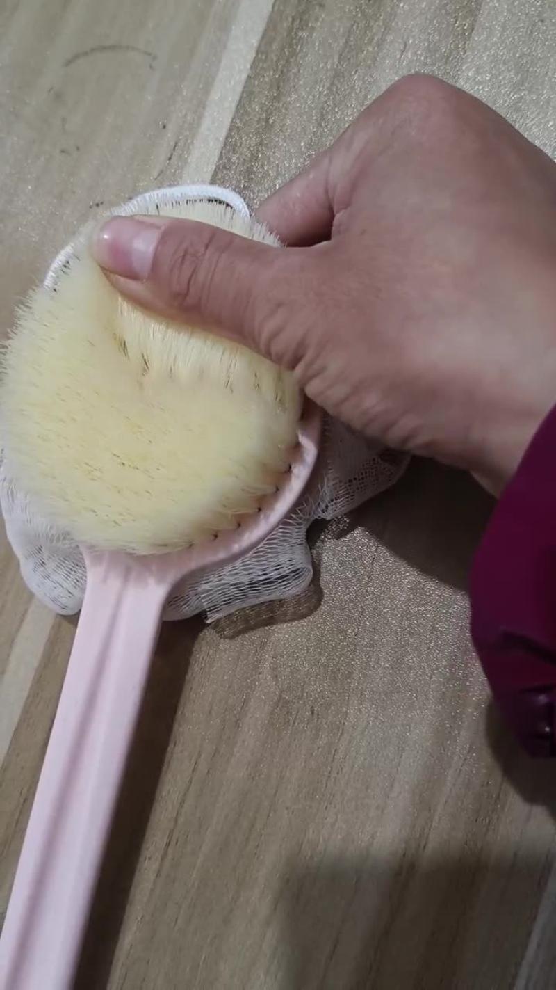 洗澡刷搓背不求人长柄刷软毛刷子双面沐浴刷搓泥搓澡刷背擦背实用-【奶白色】1个