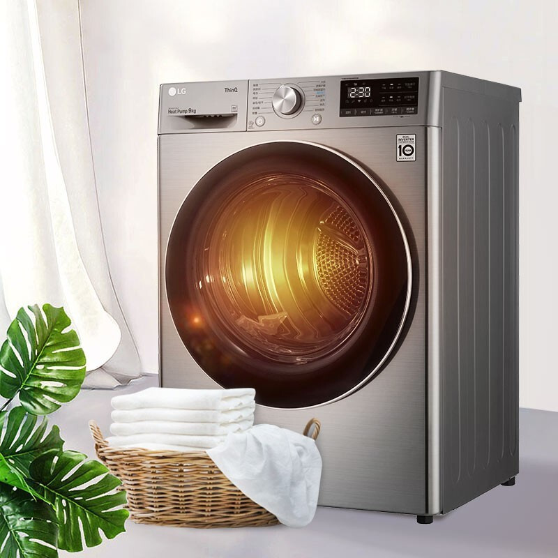 韩国原装进口 LG RC90V9KV2W 9公斤 热泵式烘干机变频直驱除菌除螨干衣机高清大图