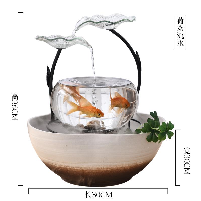 陶瓷流水喷泉摆件创意桌面摆设家居办公室卧室客厅加湿装饰品 三维工匠 何欢流水高清大图