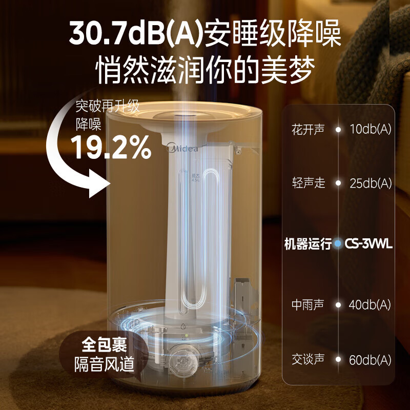 美的空气加湿器超声波加湿器CS-3VWL