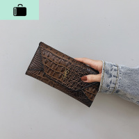 女用钱包2020超薄新款时尚女长款大气女人简约便携休闲潮流搭扣潮NEWLAKE 咖色鳄鱼纹