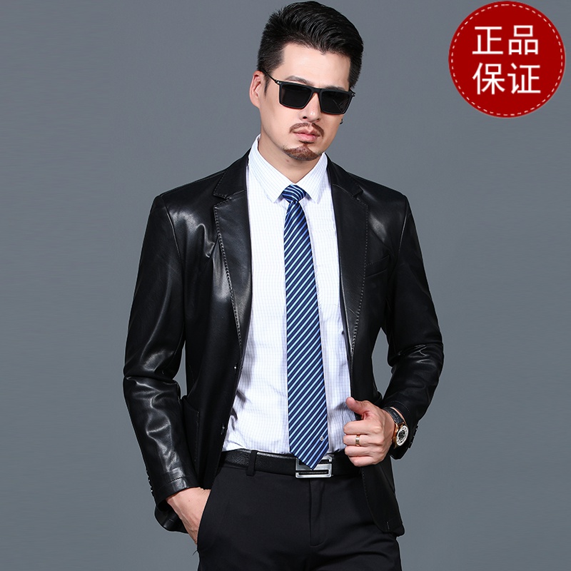 免费试穿潮男皮西装2021年秋冬新款男士皮衣西装领大口袋仿真皮休闲男外套2021冬装新款_302高清大图