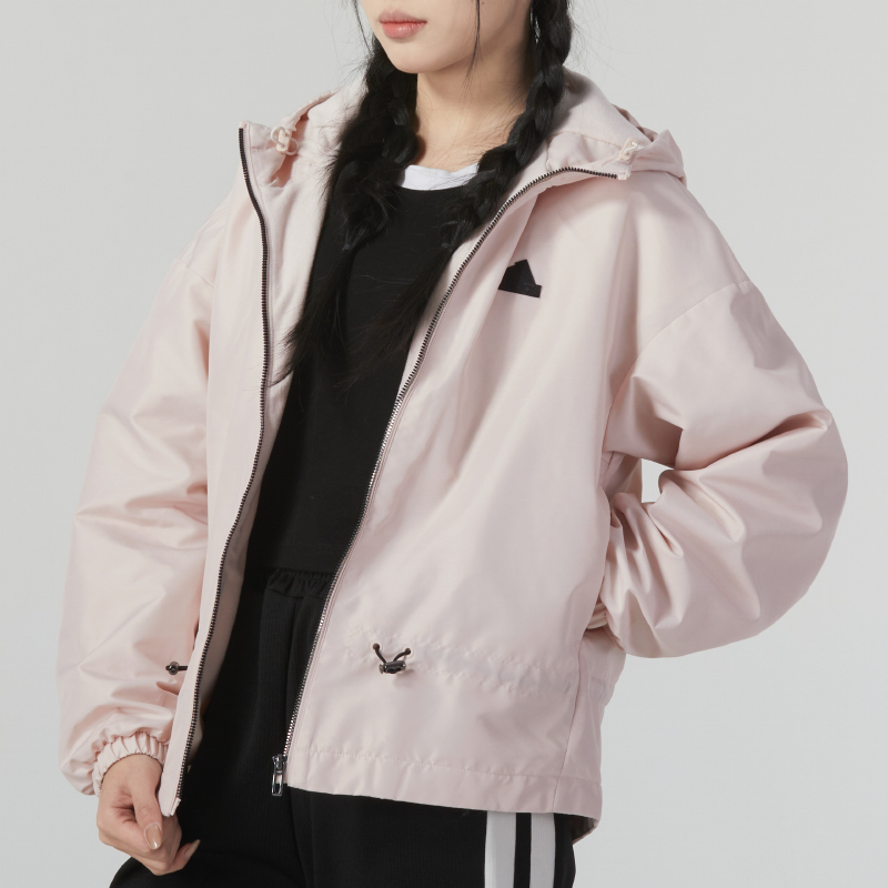 阿迪达斯 (adidas)外套女装新款户外健身跑步防风休闲宽松连帽运动服夹克 IM8815 ZP
