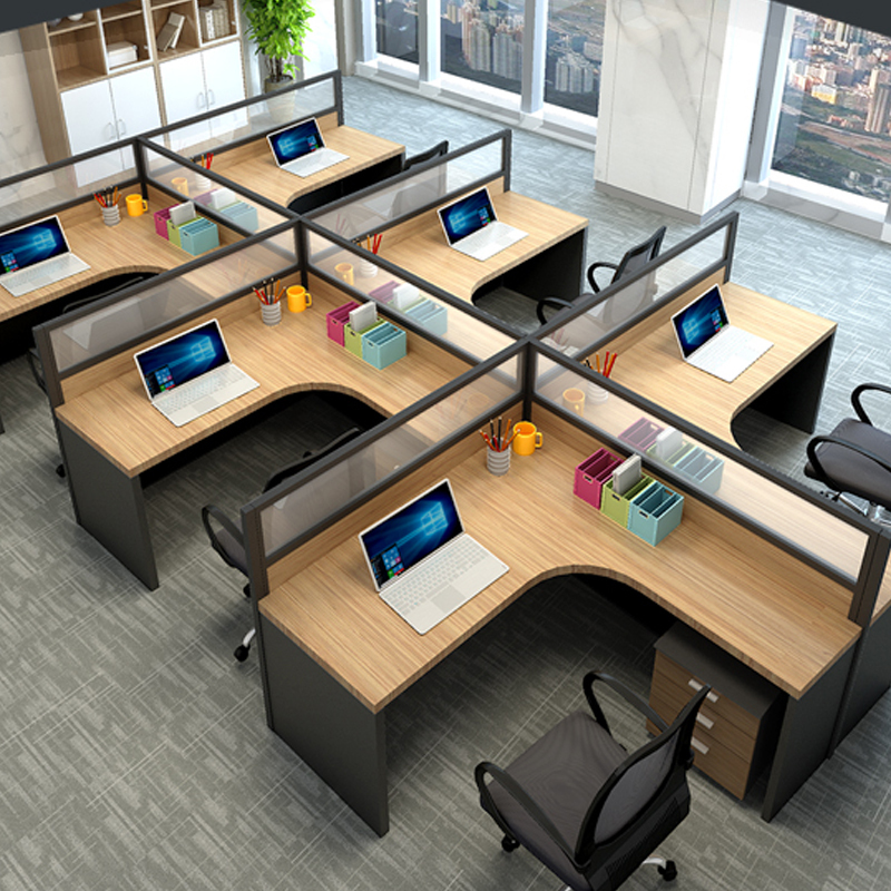 鑫虎威 办公家具办公桌员工桌 工位桌l型六人位王字型