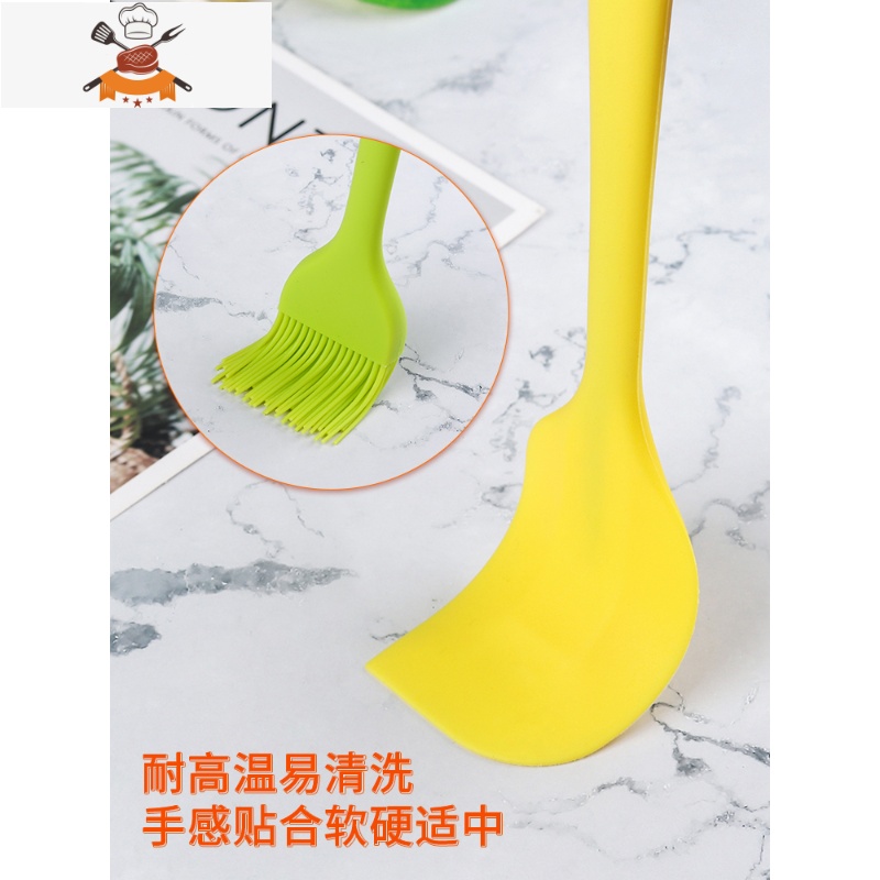 烘焙工具硅胶铲子可高温油刷家用一体式刮刀抹油奶油蛋糕刮板抹刀 敬平 单个半透明大号刮刀 送小油刷高清大图