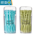 XIANCAI水果叉套装水果签塑料两齿家用吃水果蛋糕甜品叉点心小叉子 蓝色+绿色 100支【盒装】