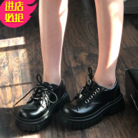 金三志厚底小皮鞋女加绒jk制服同款系带美式复古学院辣妹大头单鞋松糕鞋休闲鞋