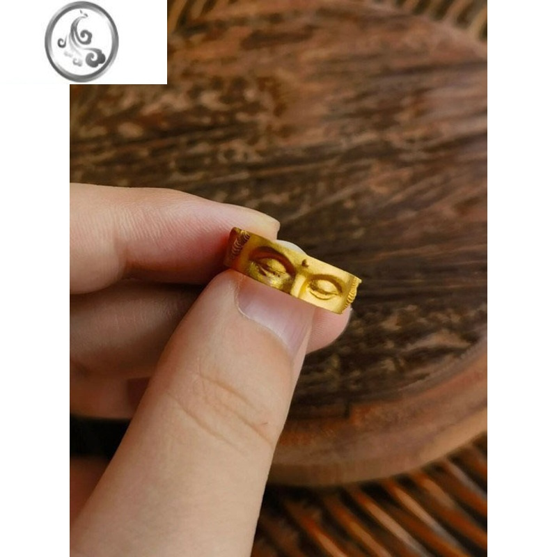 JiMi古法金佛不言戒指男女款小众个性设计好寓意大佛脸对戒轻奢高级戒