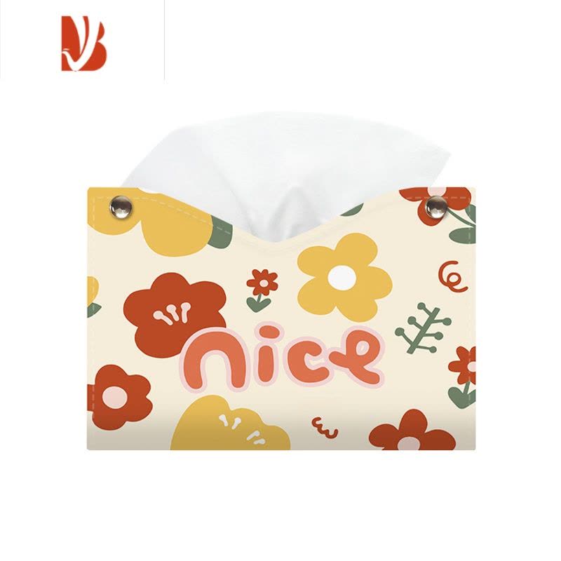 三维工匠北欧风nice花朵纸抽盒客厅车载卫生间卷纸巾盒装饰袋收纳套抽纸盒 一排郁金香-抽纸盒图片