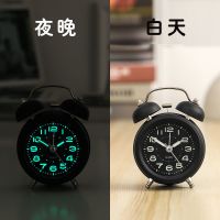 小号黑黑打铃款+夜光+送电池 闹钟学生床头静音金属闹钟中小学生宿舍超大声夜光打铃创意小闹表
