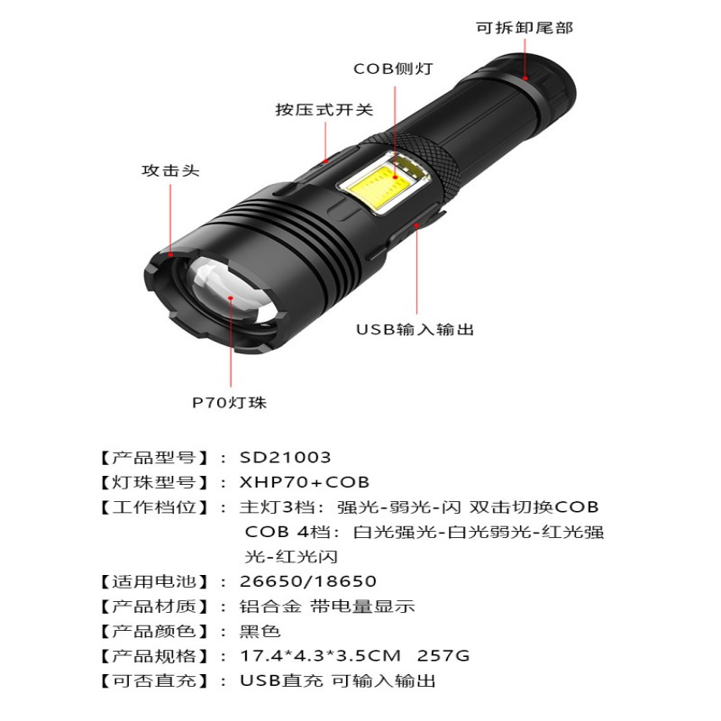 铭辰强光手电筒S191短款高清大图