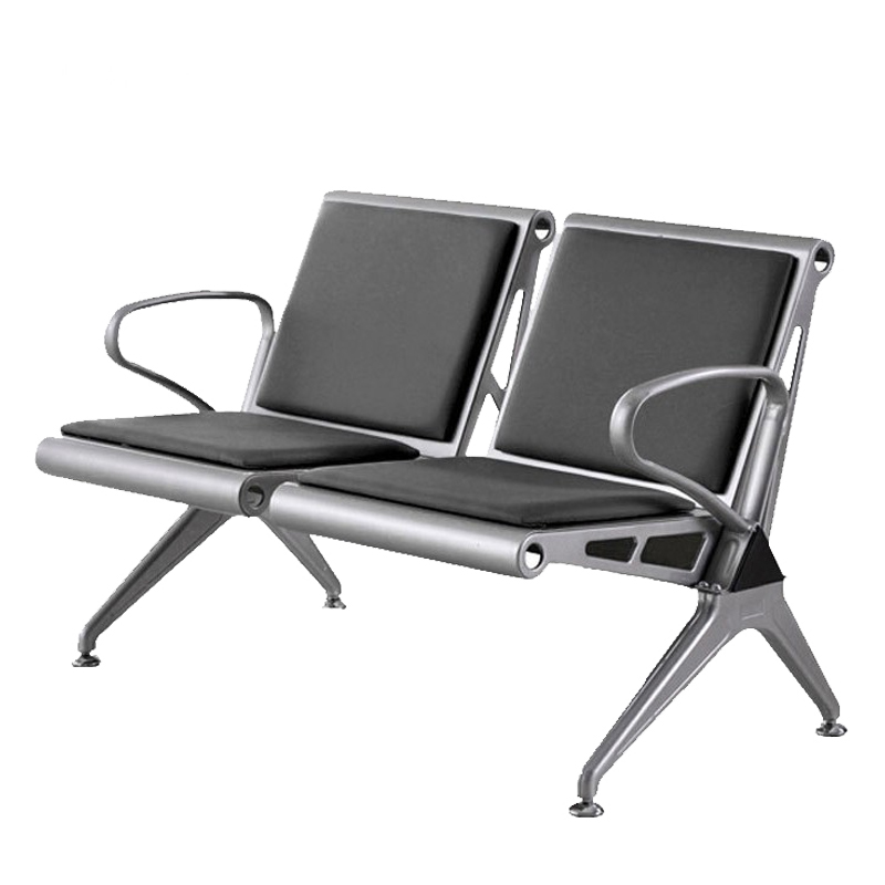 臻远ZY-JCY-19 连排椅机场椅公共座椅等候椅 黑皮机场椅排椅双人位
