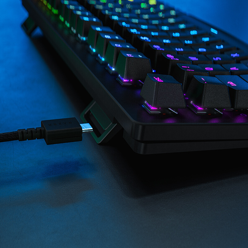 雷蛇 Razer 猎魂光蛛竞技版 线性光轴 机械键盘 有线键盘 游戏键盘 87键 RGB幻彩 电竞