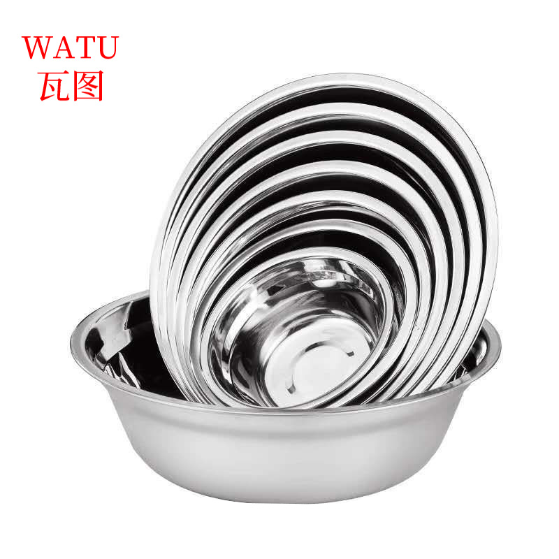 瓦图 不锈钢搅拌盆 汤盆 汤碗 菜盆 打蛋盆 调料盆 24cm5个装高清大图
