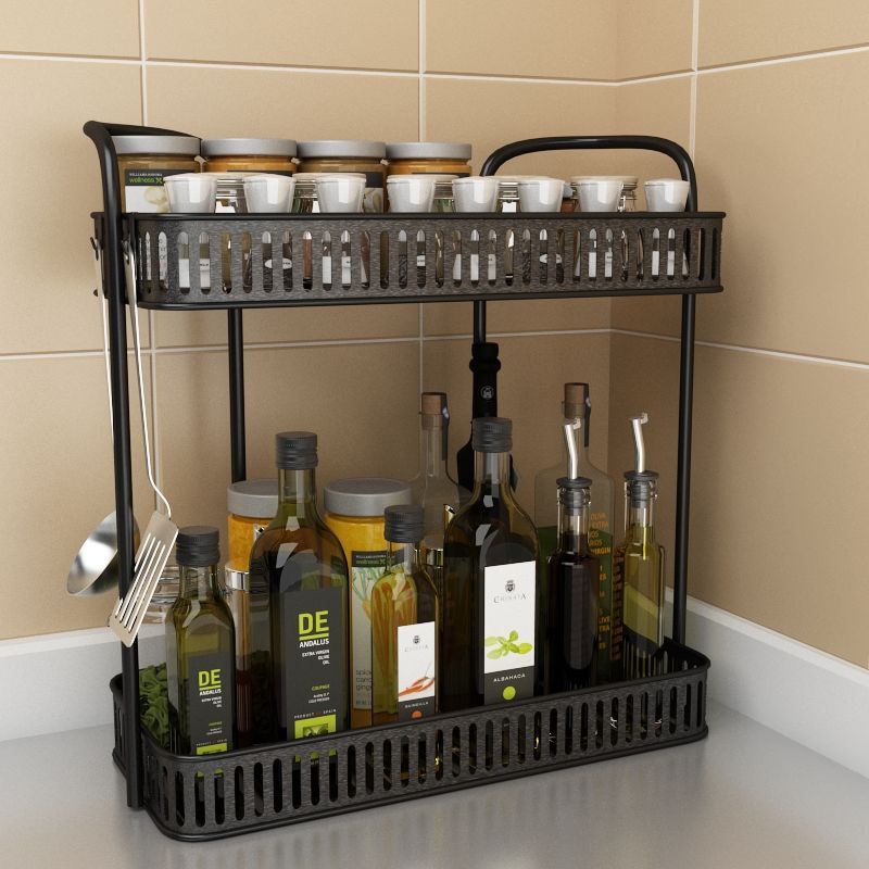 双层厨房调料架厨房置物架台面调味料品家用厨房用多功能收纳架多层