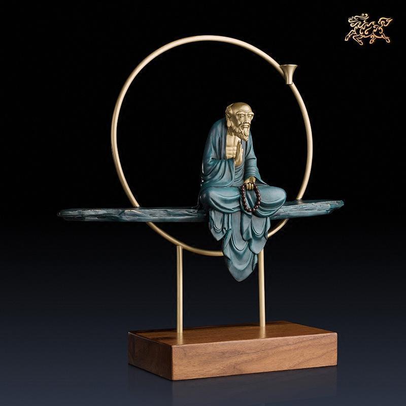 美帮汇全铜摆件《 达摩思禅(倒流香)》家居饰品 铜工艺品高清大图