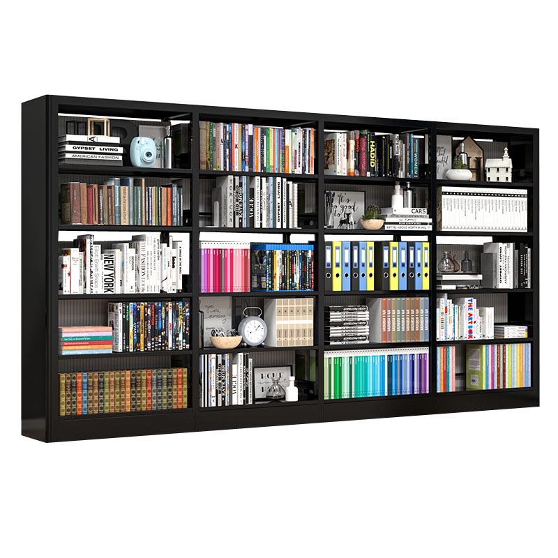 锦北 书架学校图书馆阅览室书籍架落地资料档案架黑色白色 双面一列四