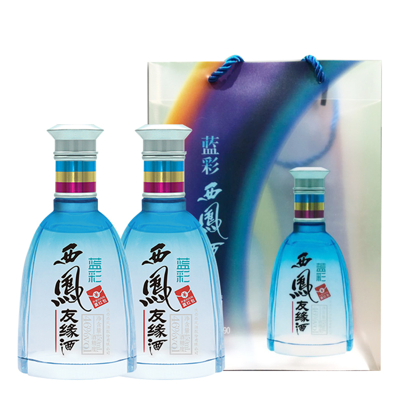 西凤友缘酒蓝彩46度绵柔凤香型自饮450ml粮食酒西凤酒送礼自饮酒整箱6瓶