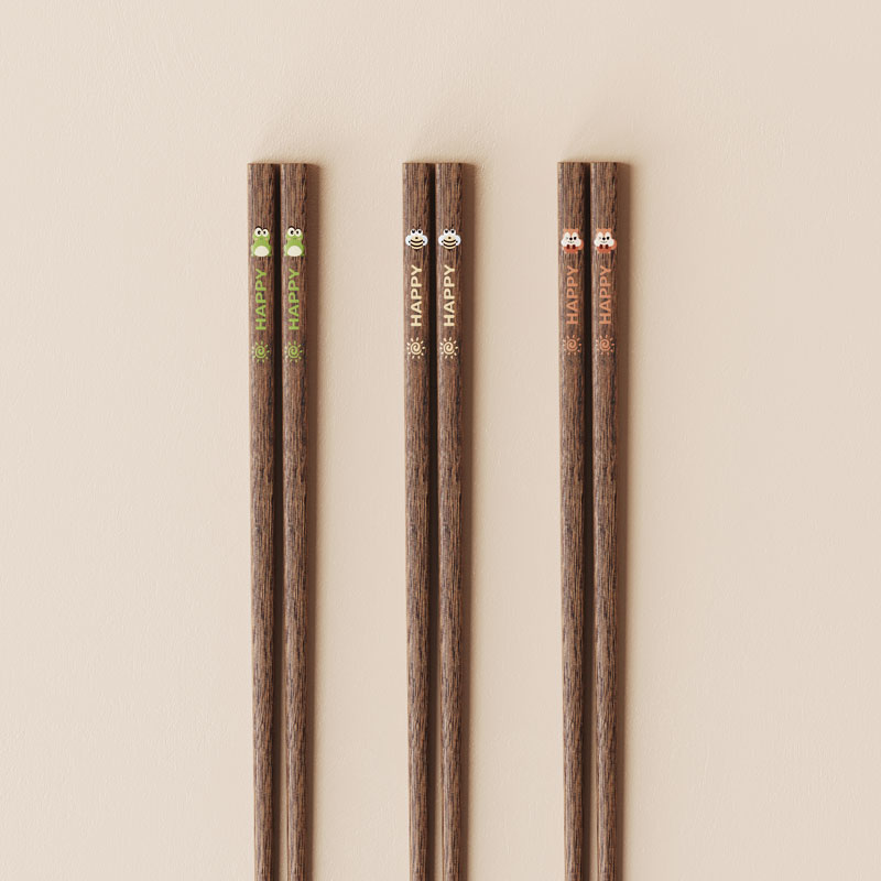 味家儿童彩绘鸡翅木筷子高清大图