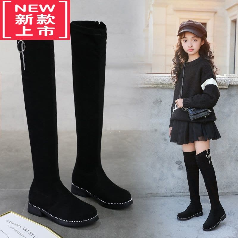 可莉允女童靴子2022春秋新款长筒靴儿童公主不过膝单靴小女孩长靴高筒靴图片